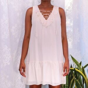 Joie Blush Pink Lace-Up Neck mini dress